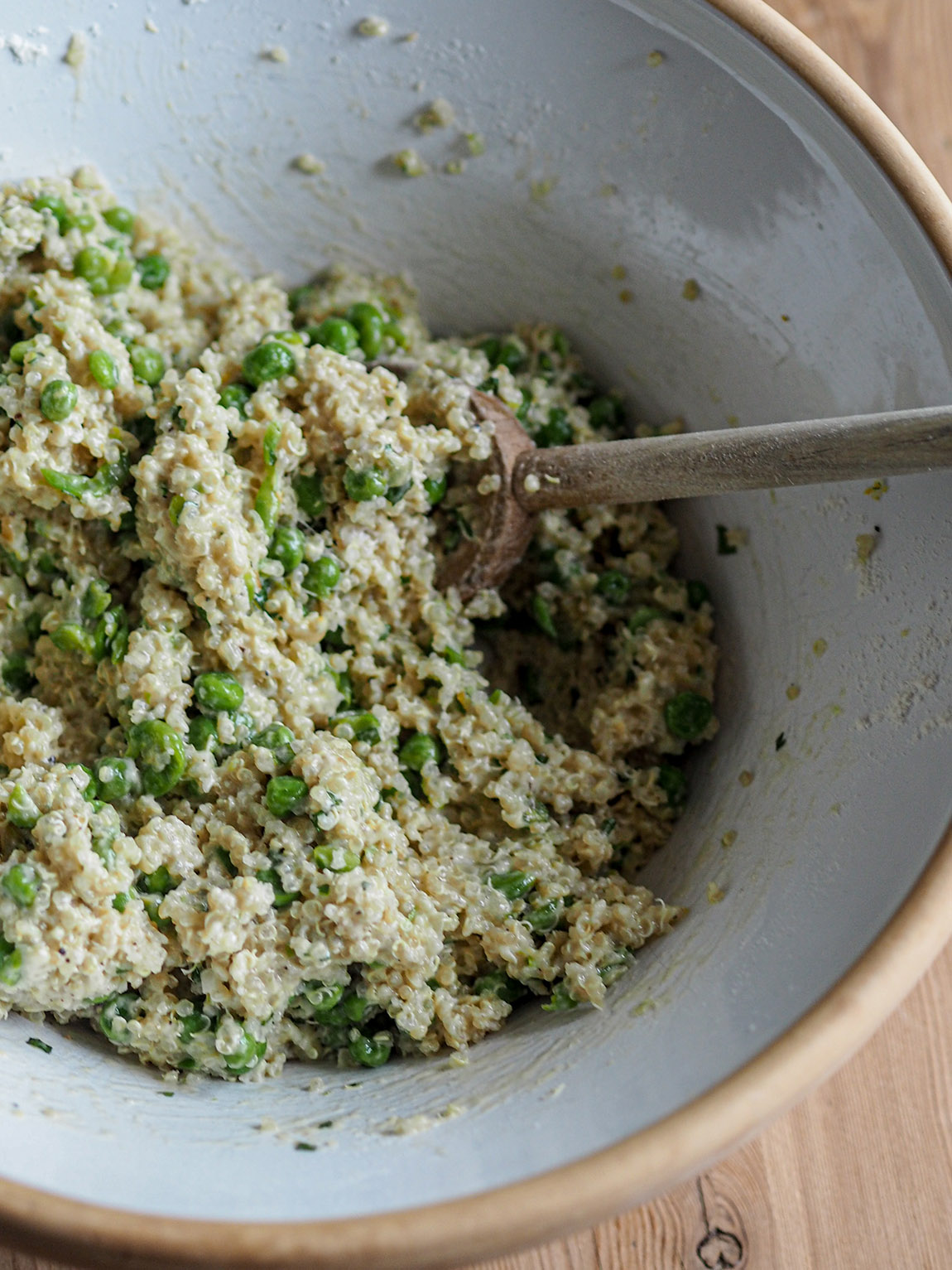 Katharina Kjeldgaard Quinoa patties with peas, lemon, and mint