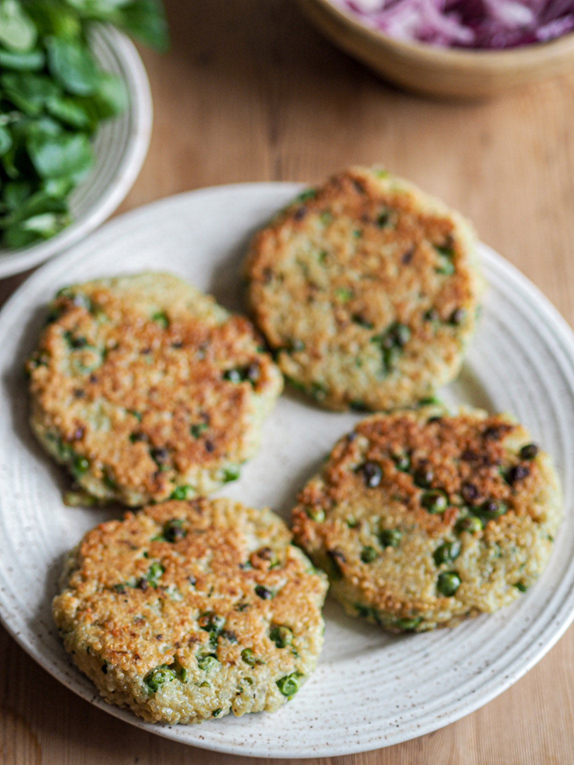 Katharina Kjeldgaard Quinoa patties with peas, lemon, and mint