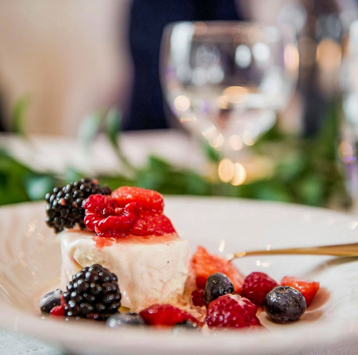 A classic dessert of vanilla pannacotta and fresh berries.