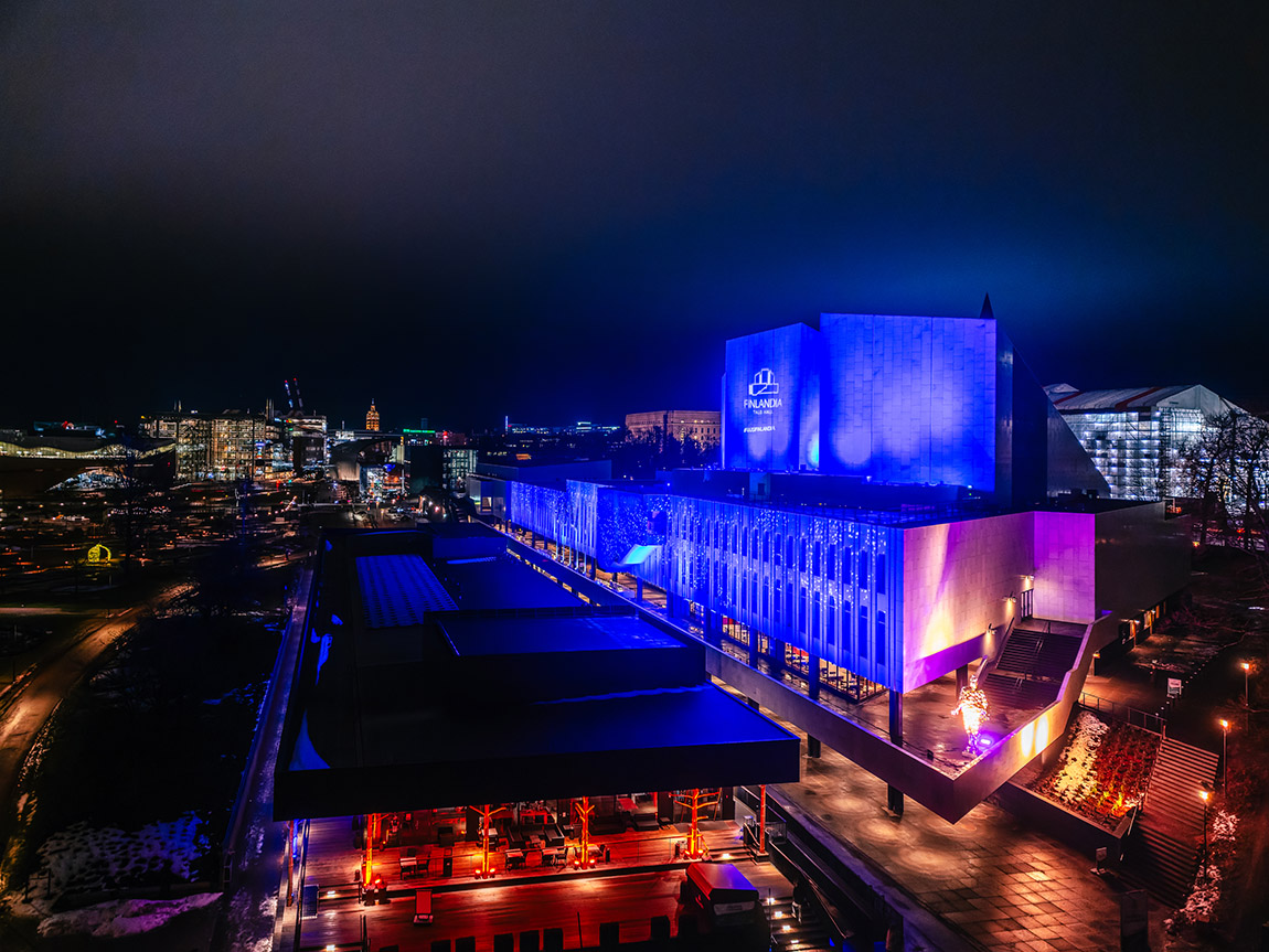 Finlandia Hall is one of Finland’s most treasured buildings. It is a multipurpose space including conference halls, an art exhibition space, a shop, hotel rooms, a wine café, and a panoramic terrace. Photo: Finlandia Hall